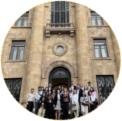 Group of young participants standing in front of a historic building during an EU4Youth study visit to Armenia focused on youth participation and policymaking. Group of young participants standing in front of a historic building during an EU4Youth study visit to Armenia focused on youth participation and policymaking.
