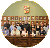 Group of EU4Youth participants gathered inside an official meeting room during a study visit to Poland focused on youth leadership and civic engagement. Group of EU4Youth participants gathered inside an official meeting room during a study visit to Poland focused on youth leadership and civic engagement.